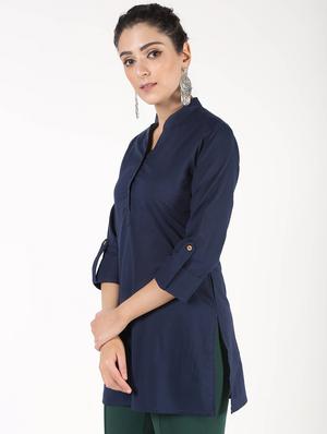 solid straight kurti - 16586324 - Standard Image - 2
