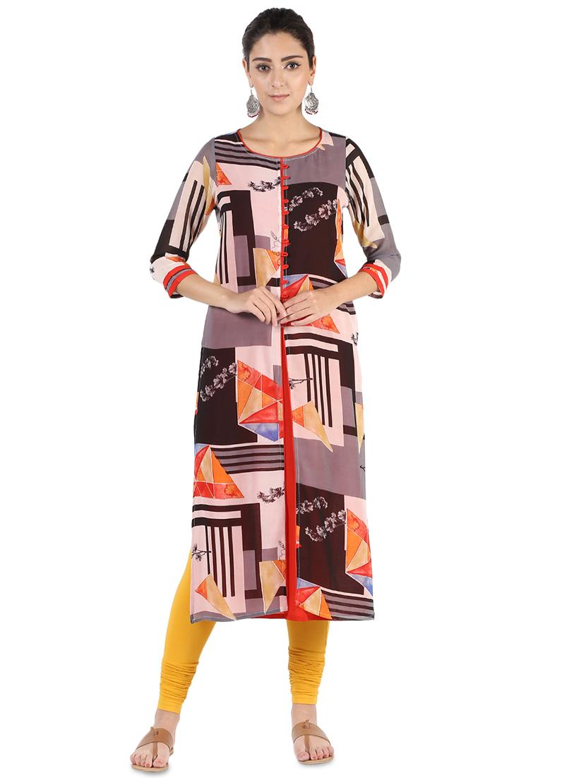 abstract printed straight kurta - 16586336 - Zoom Image - 1