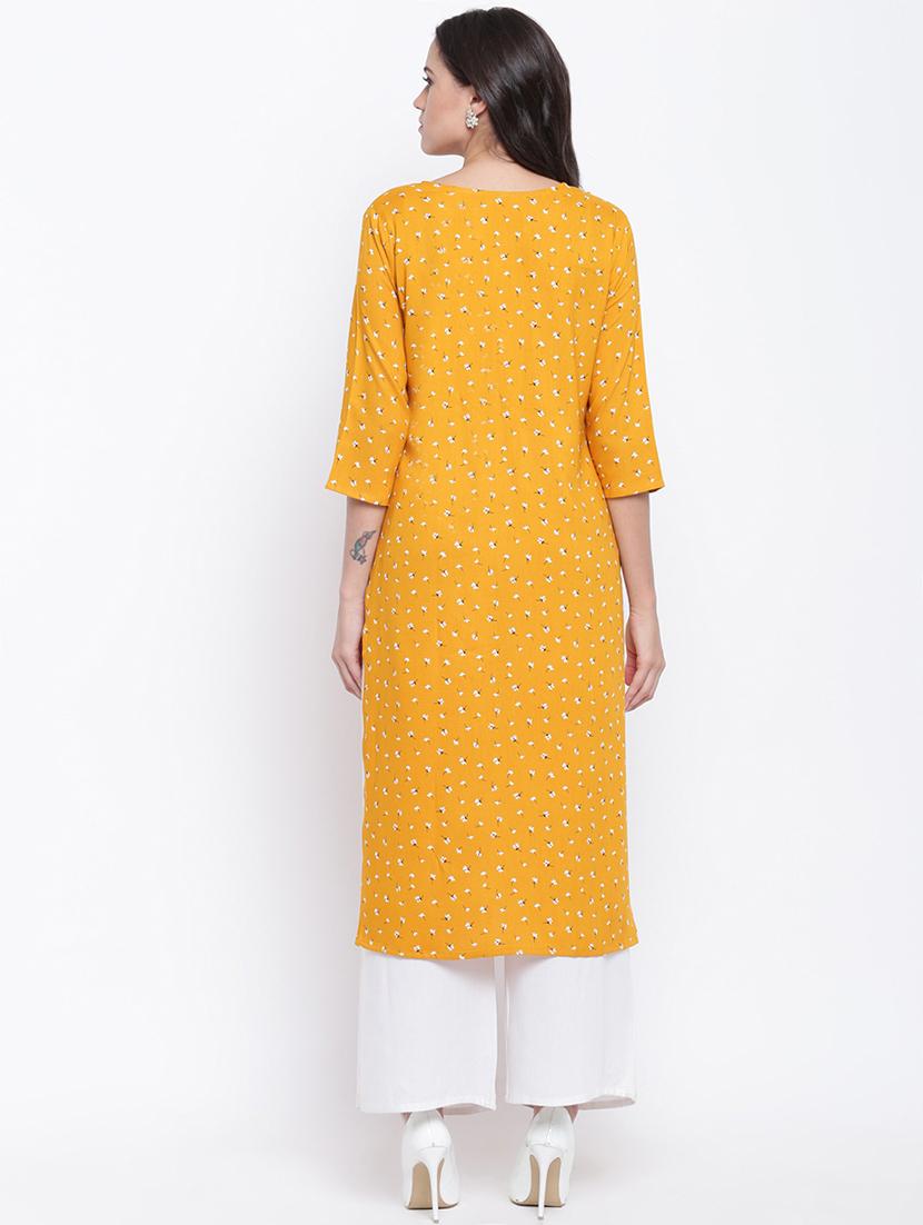 floral printed straight kurta - 16586352 - Zoom Image - 3