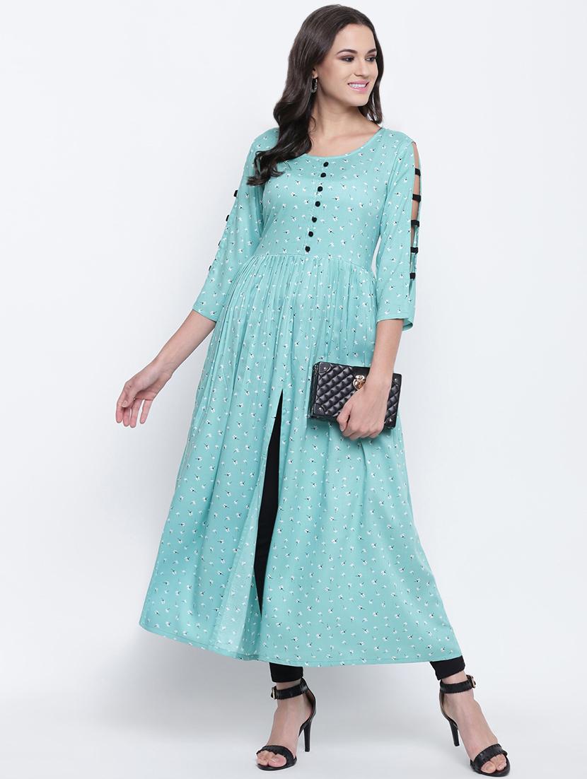 floral printed flared kurta - 16586359 - Zoom Image - 1