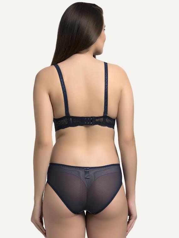detachable strap laced bra and panty set - 16586595 - Zoom Image - 2