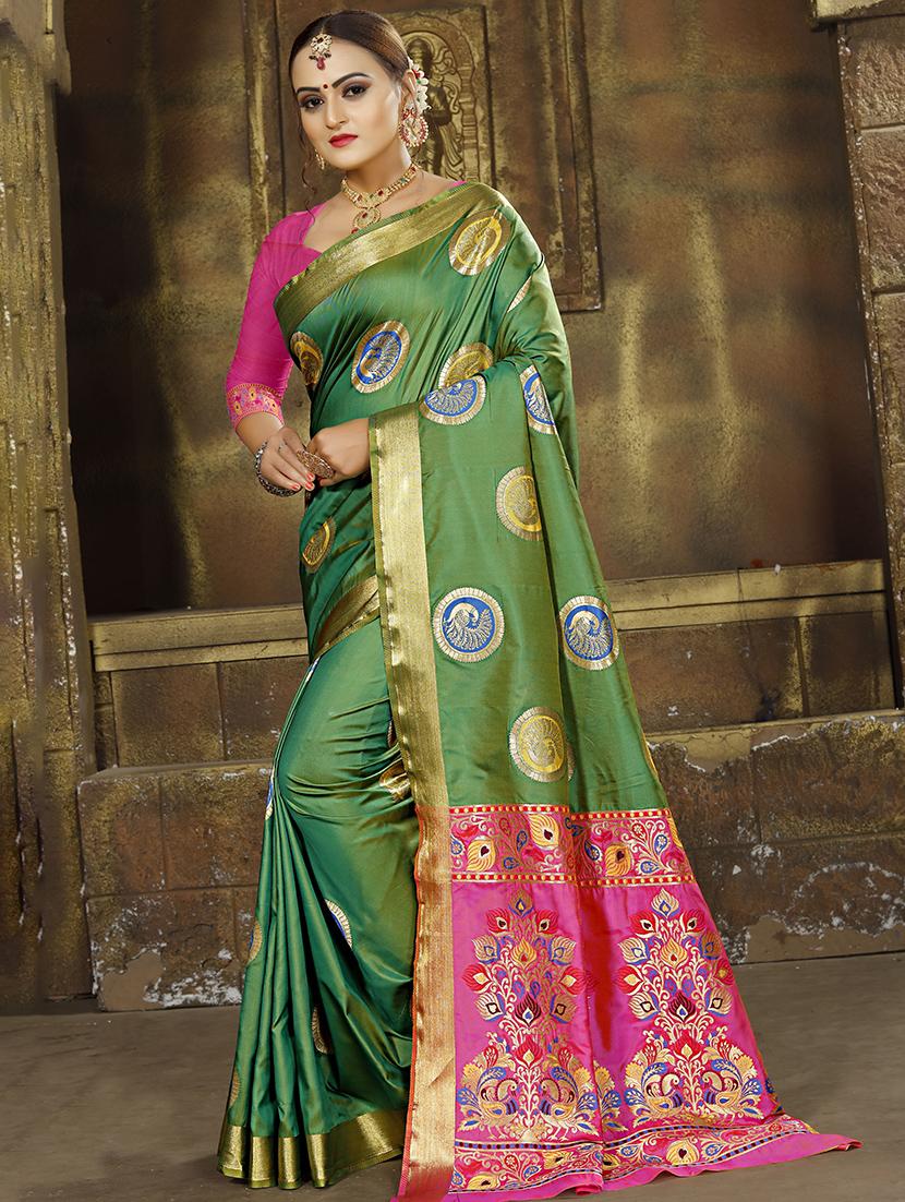 self-design banarasi saree with blouse - 16586976 - Zoom Image - 1