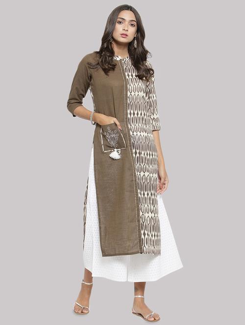 printed straight kurta with pocket - 16587070 - Standard Image - 1