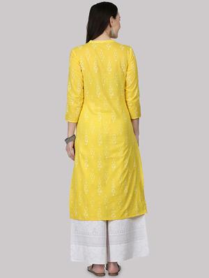 ikat print straight kurta - 16587084 - Standard Image - 3