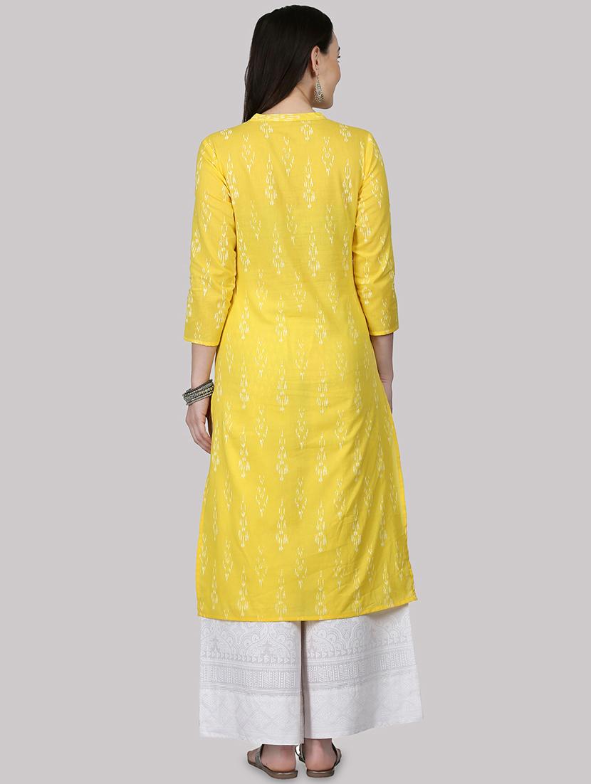 ikat print straight kurta - 16587084 - Zoom Image - 3