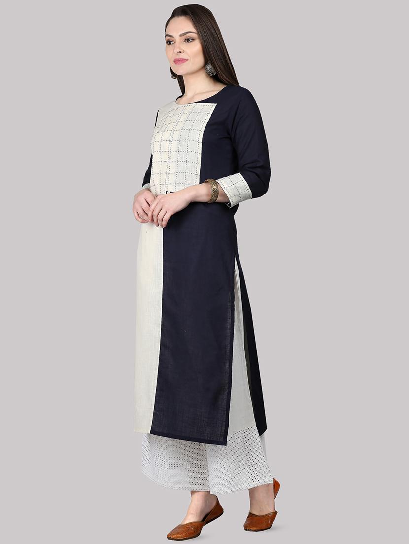 color block straight kurta - 16587094 - Zoom Image - 2