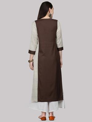 color block straight kurta - 16587095 - Standard Image - 3