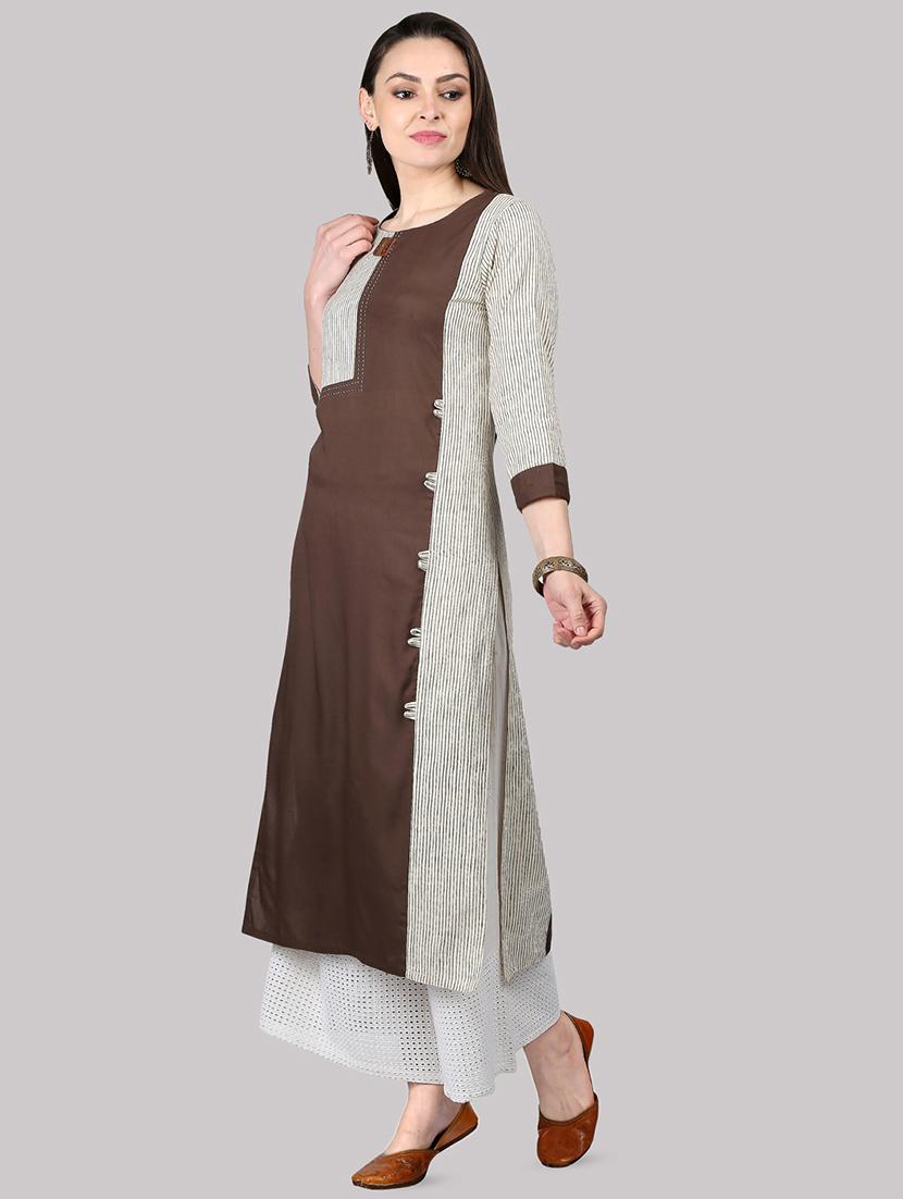 color block straight kurta - 16587095 - Zoom Image - 2