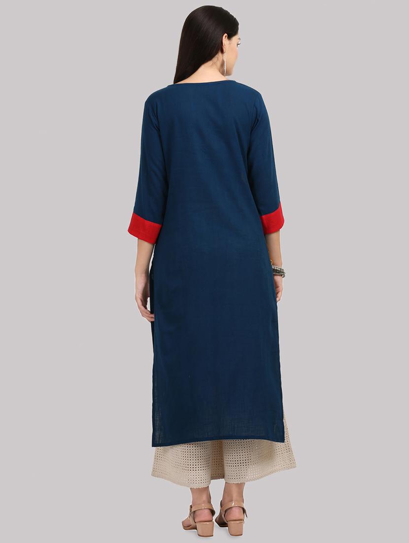color block straight kurta - 16587103 - Zoom Image - 3