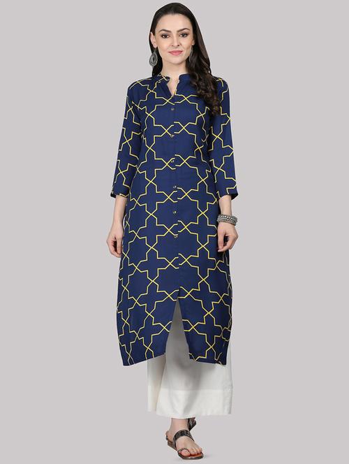 geometric printed straight kurta - 16587108 - Standard Image - 1
