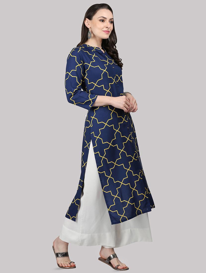 geometric printed straight kurta - 16587108 - Zoom Image - 2