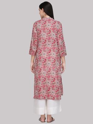 floral printed straight kurta - 16587128 - Standard Image - 3