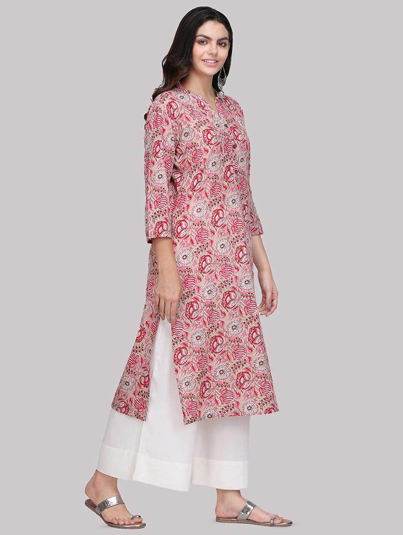 floral printed straight kurta - 16587128 - Zoom Image - 2