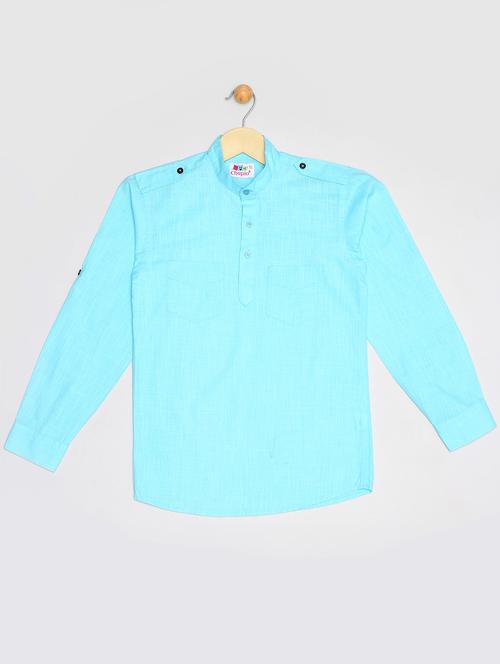 blue cotton kurta - 16587716 - Standard Image - 1