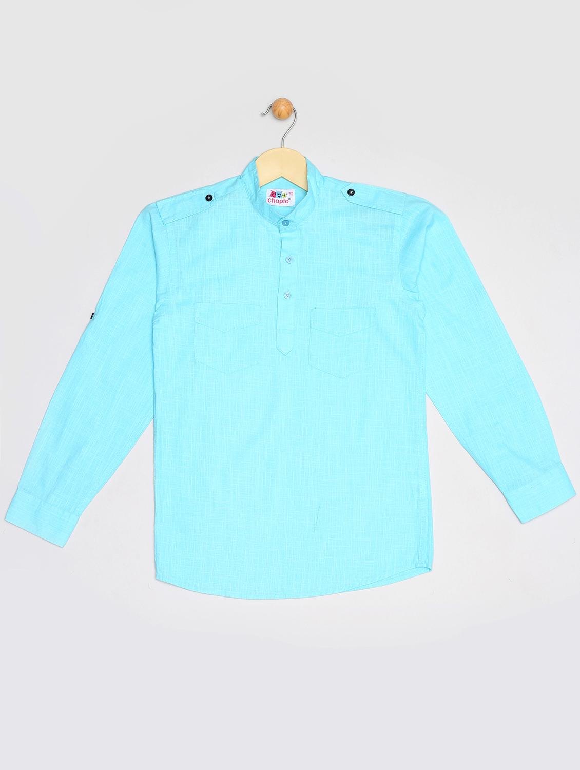 blue cotton kurta - 16587716 - Zoom Image - 1