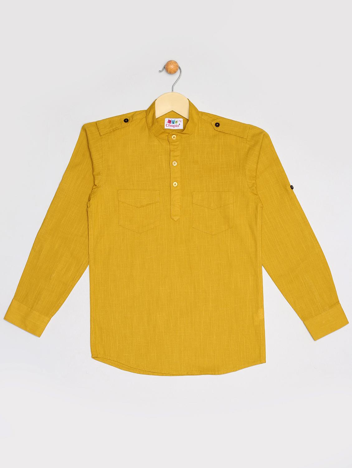 gold cotton kurta - 16587736 - Zoom Image - 1