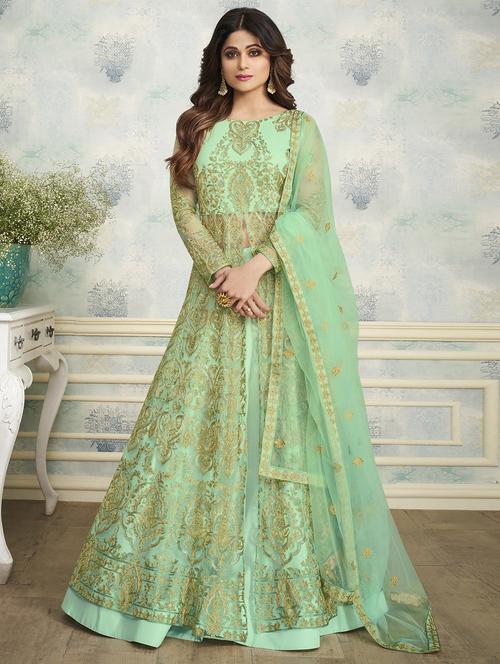 embroidered semi-stitched suit - 16588022 - Very Small Image - 1