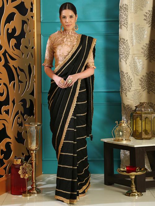 bordered embroidered saree with blouse - 16588095 - Standard Image - 1