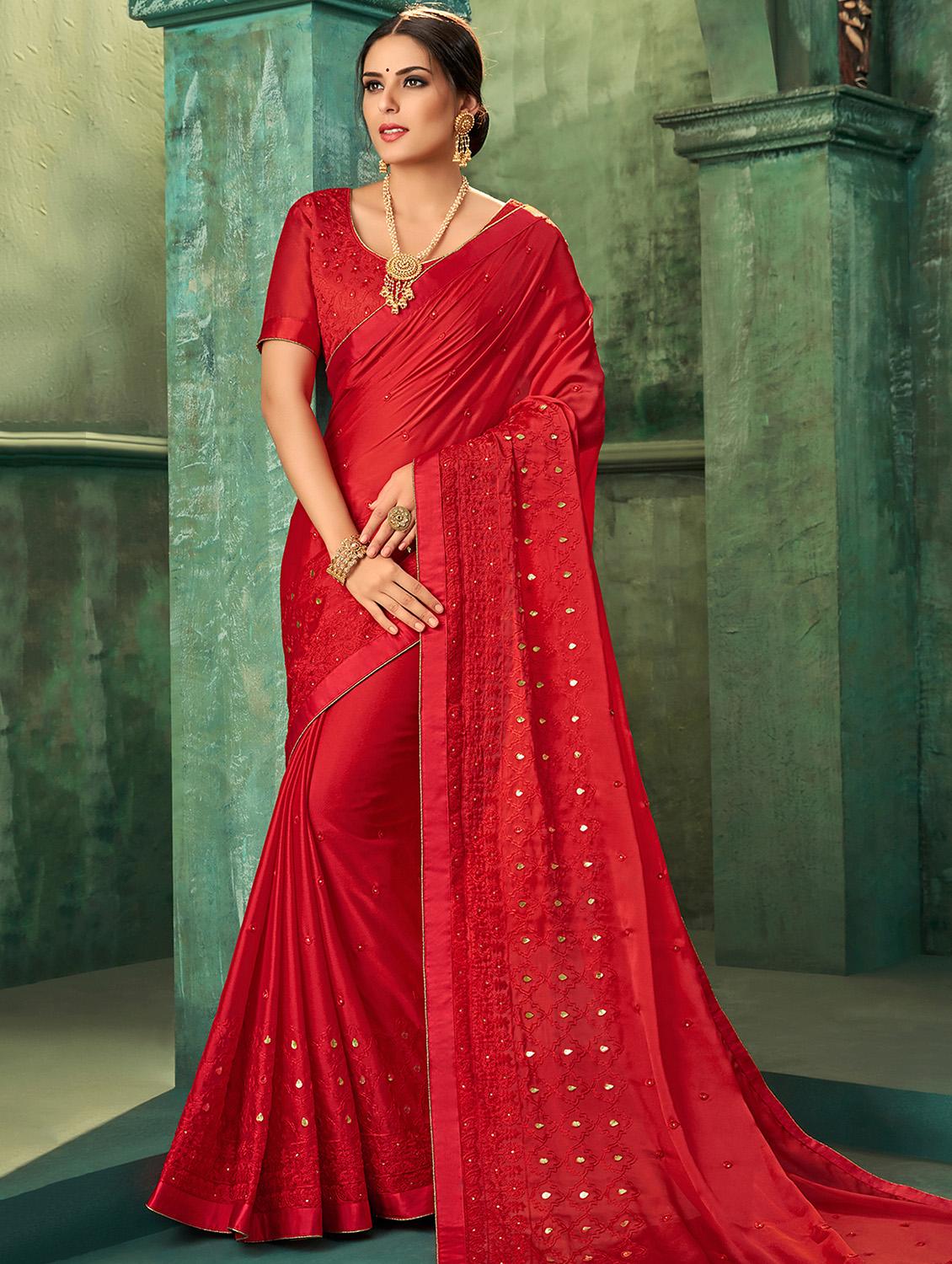 tonal embroidered saree with blouse - 16588304 - Zoom Image - 1