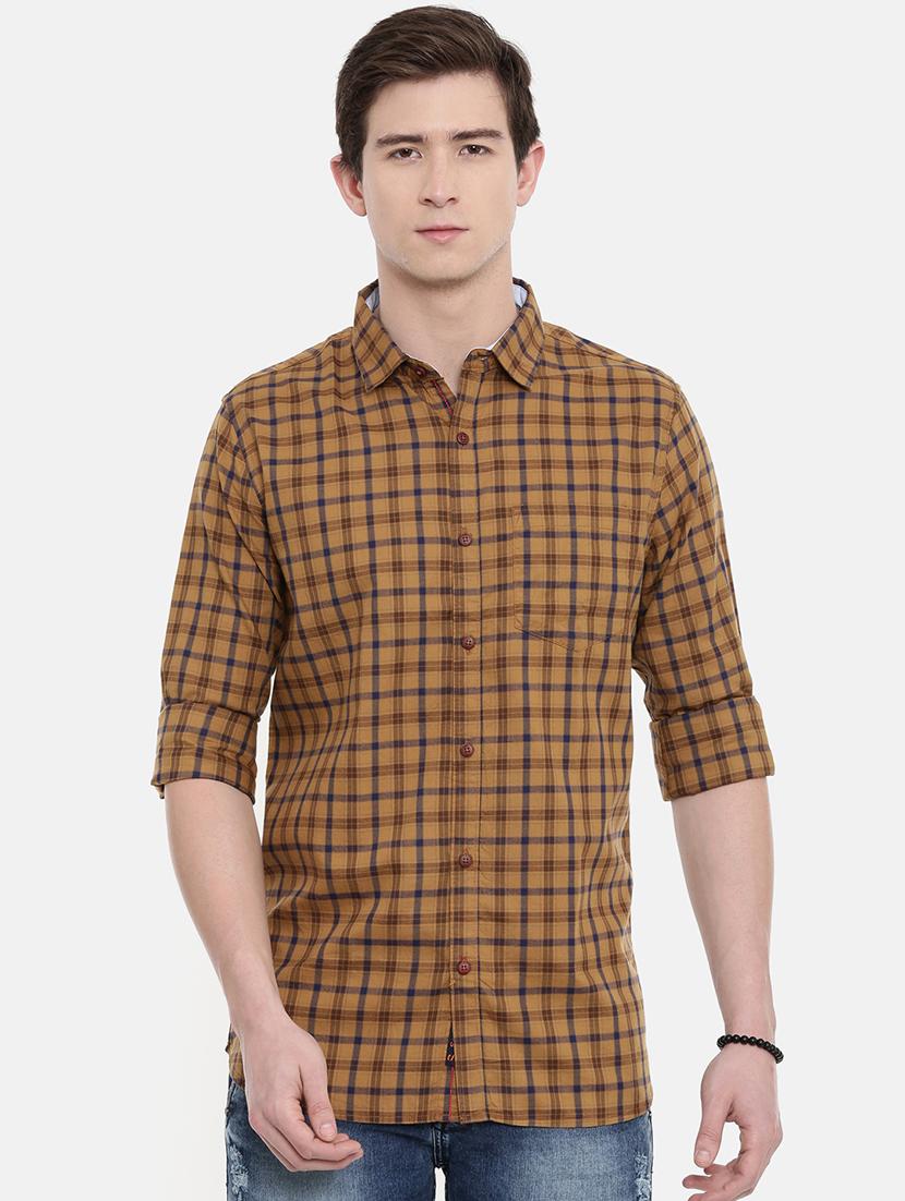 brown checkered casual shirt - 16588702 - Zoom Image - 1