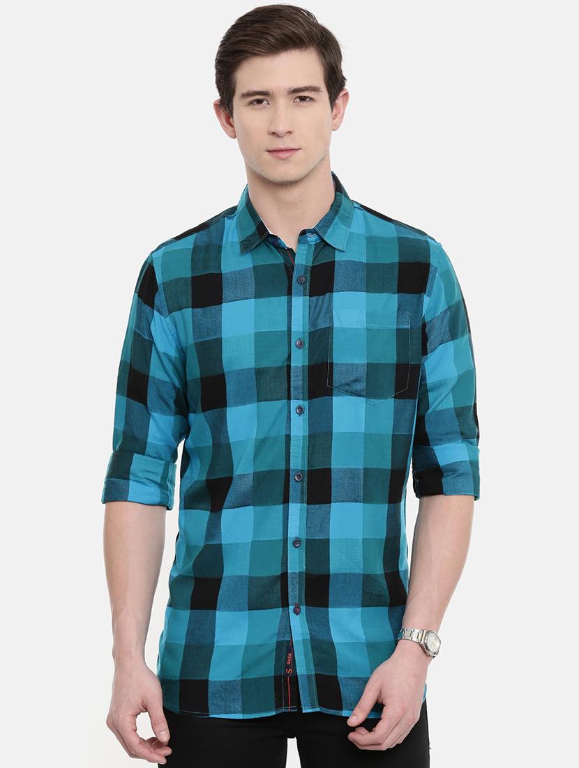 blue checkered casual shirt - 16588992 - Zoom Image - 1