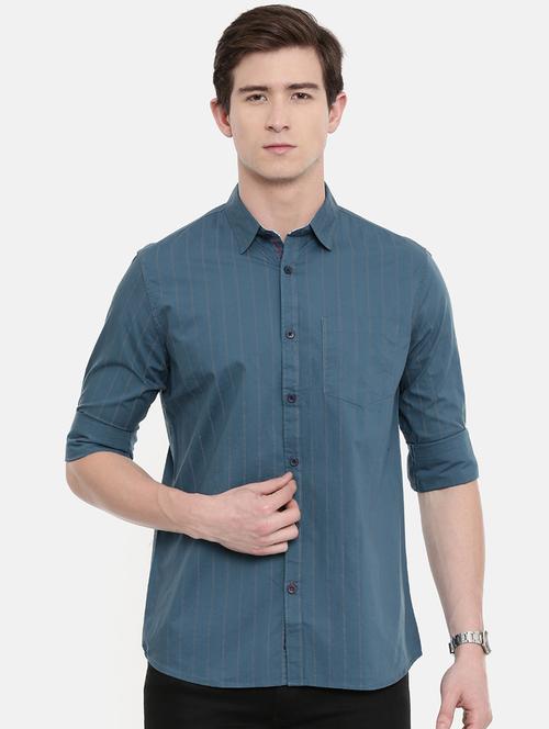 blue striped casual shirt - 16589000 - Standard Image - 1