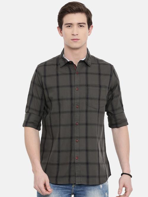 grey checkered casual shirt - 16589005 - Standard Image - 1