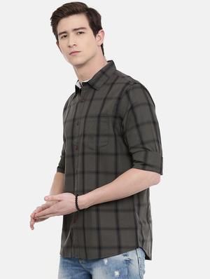 grey checkered casual shirt - 16589005 - Standard Image - 2