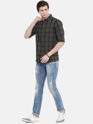 grey checkered casual shirt - 16589005 - Standard Image - 4