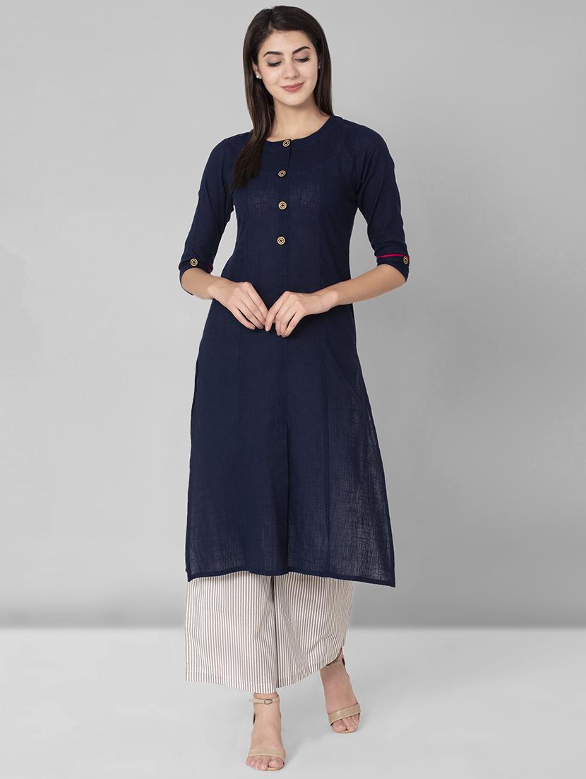 solid straight kurta - 16589422 - Zoom Image - 1