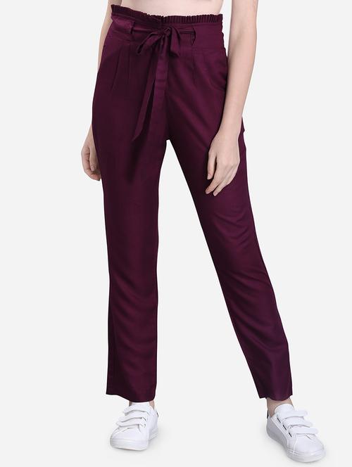 tie up waist solid trouser - 16589602 - Standard Image - 1