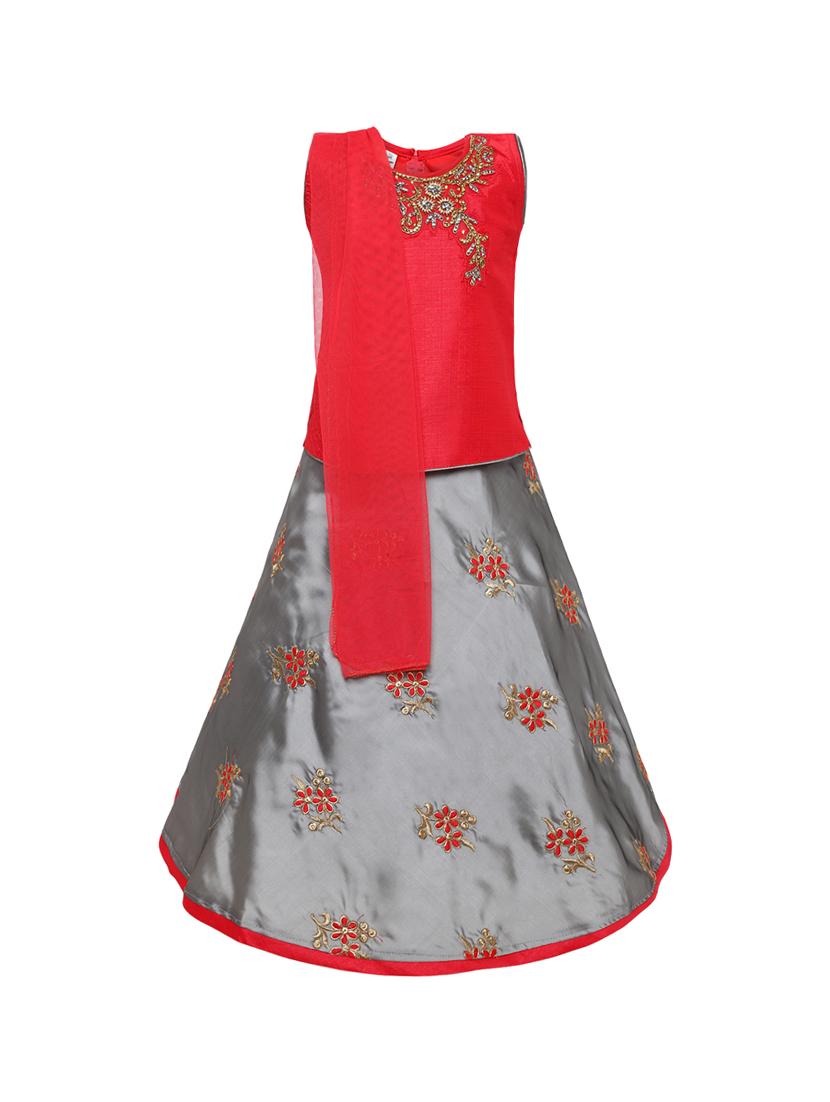 red silk blend lehnga choli - 16591428 - Zoom Image - 1