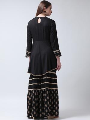 solid kurta printed sharara set - 16591836 - Standard Image - 3