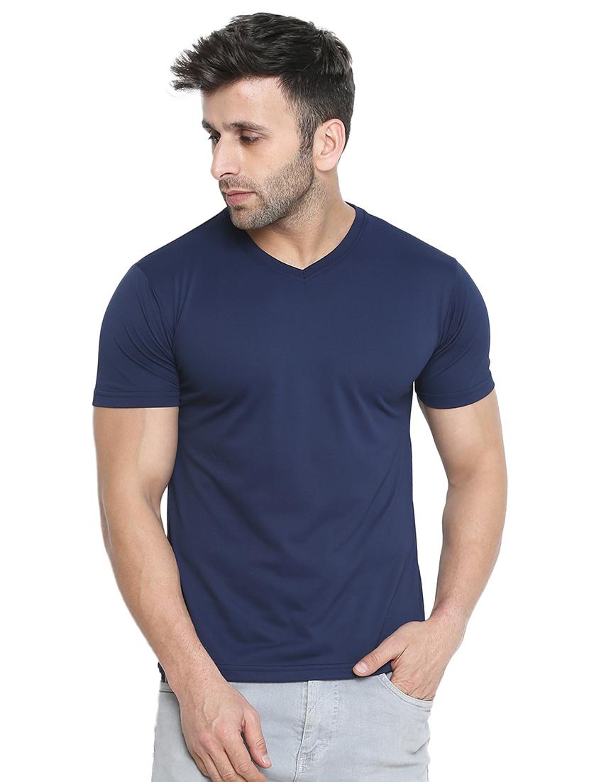 navy blue solid t-shirt - 16592047 - Zoom Image - 1