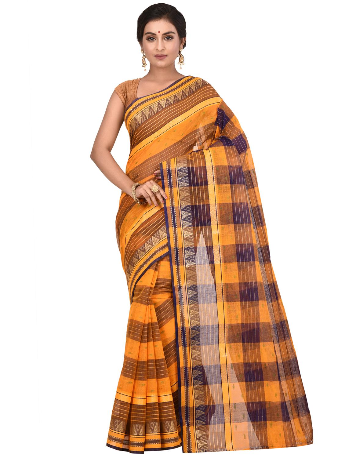checkered tant saree - 16592063 - Zoom Image - 1