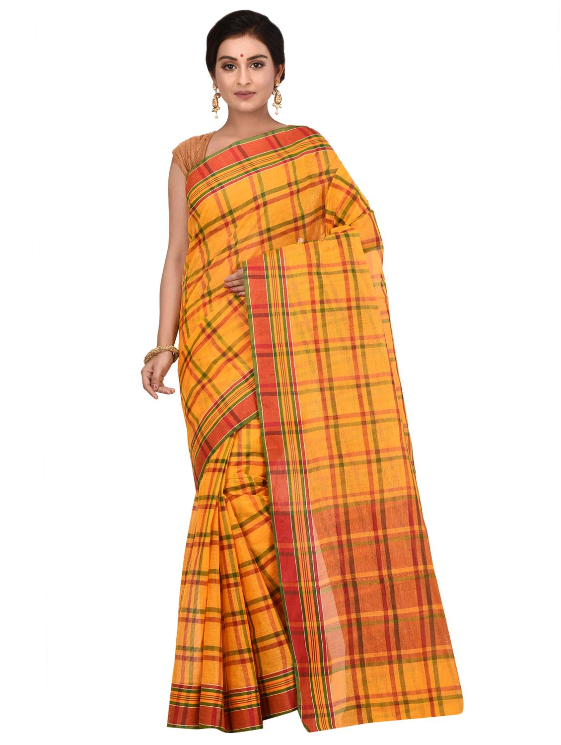 checkered tant saree - 16592130 - Zoom Image - 1