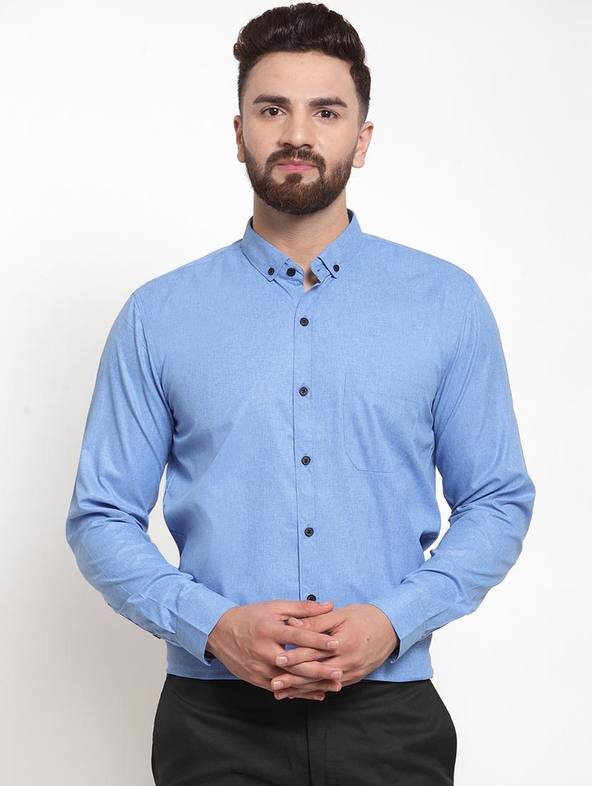blue solid formal shirt - 16592136 - Zoom Image - 1