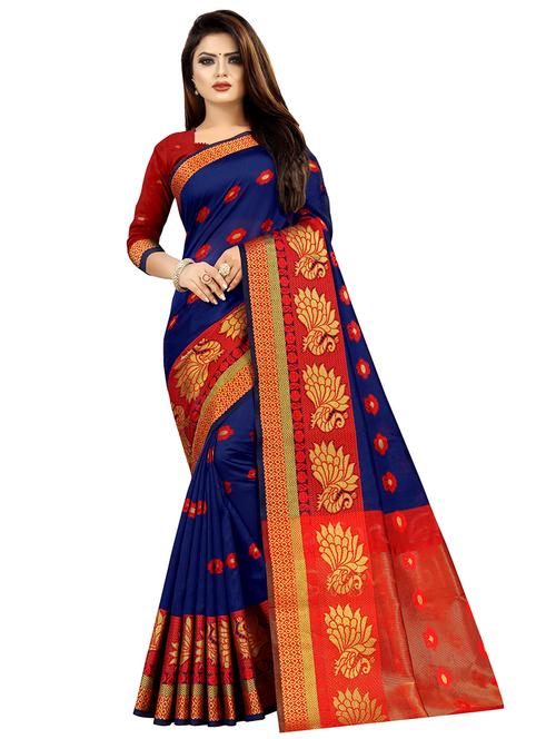 floral kanjivaram saree with blouse - 16592159 - Standard Image - 1