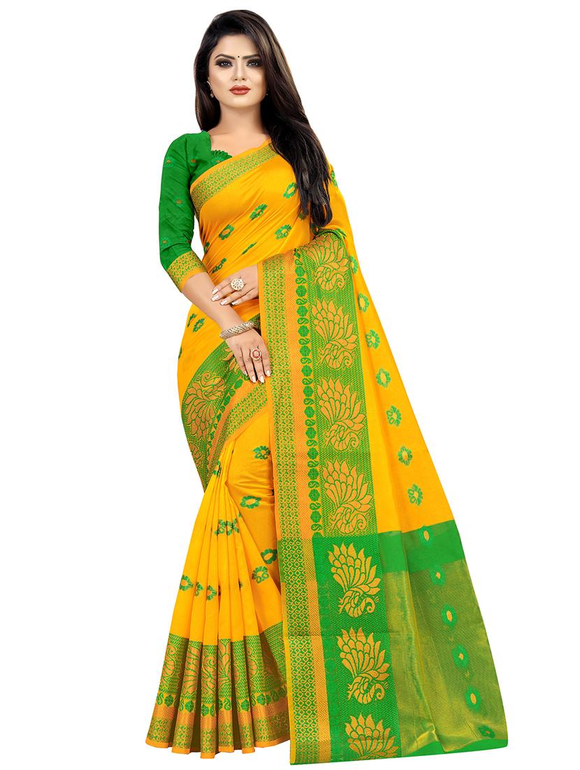 floral kanjivaram saree with blouse - 16592162 - Zoom Image - 1