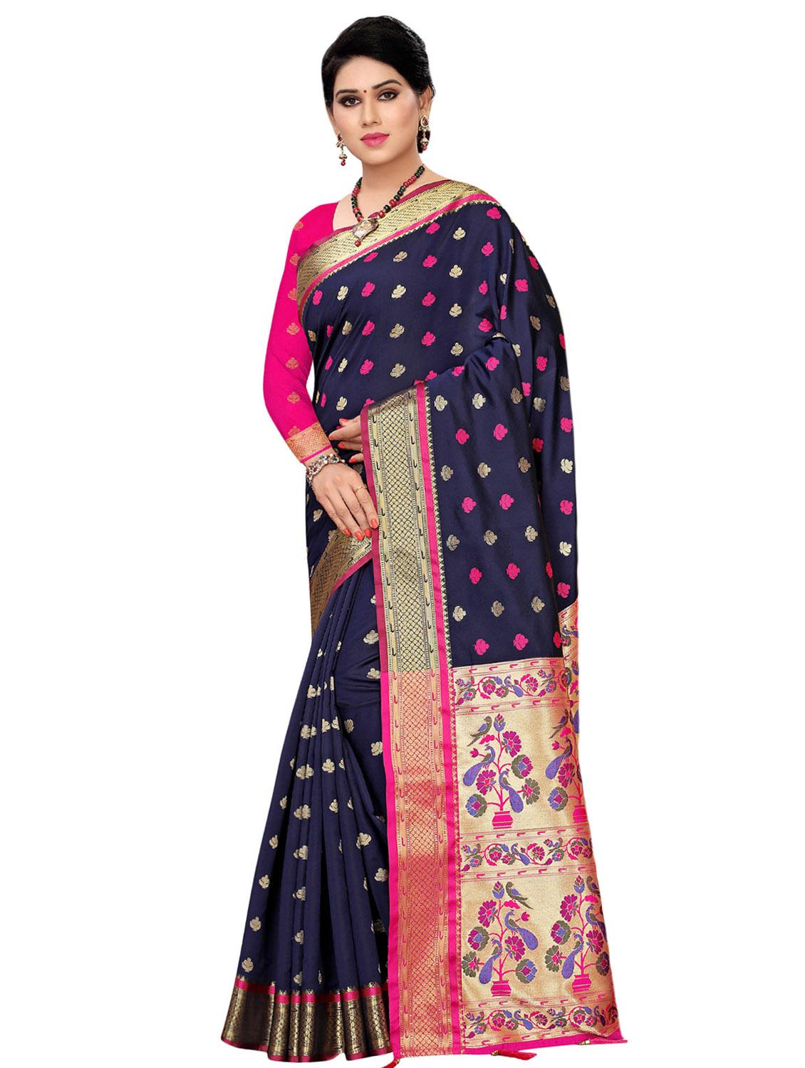 floral banarasi saree with blouse - 16592179 - Zoom Image - 1