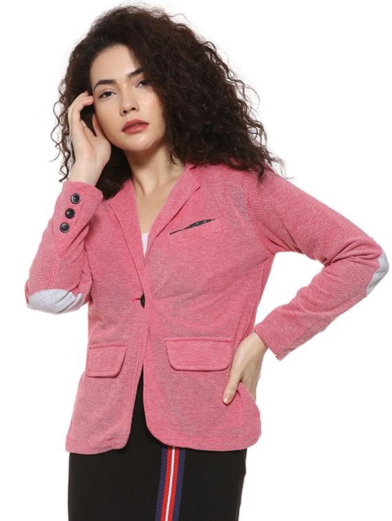 lapel neck contrast patch blazer - 16592276 - Zoom Image - 1
