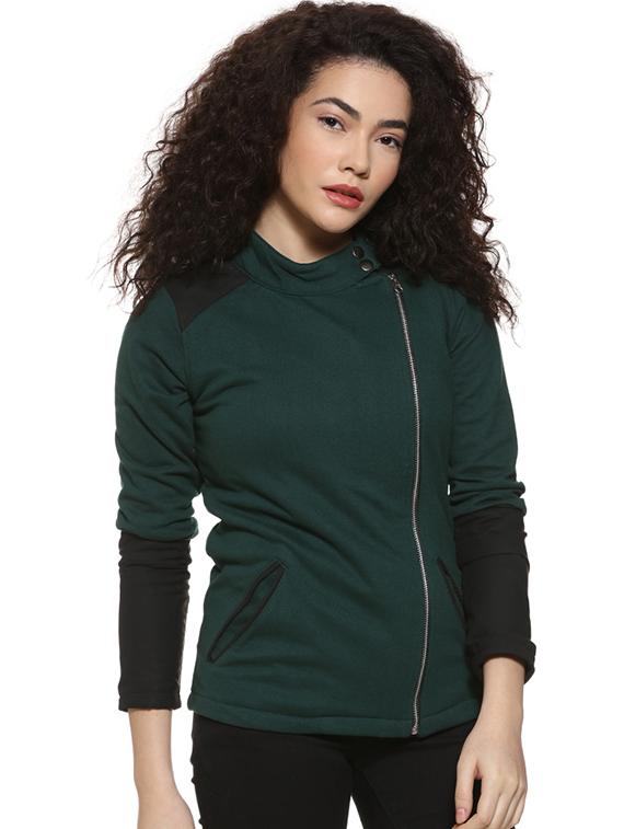mock neck color block jacket - 16592284 - Zoom Image - 1