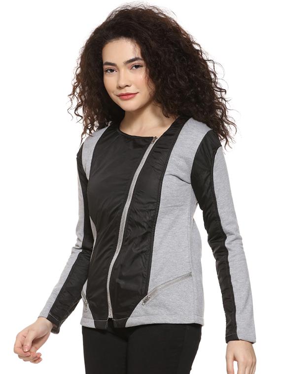 faux leather color block jacket - 16592285 - Zoom Image - 1