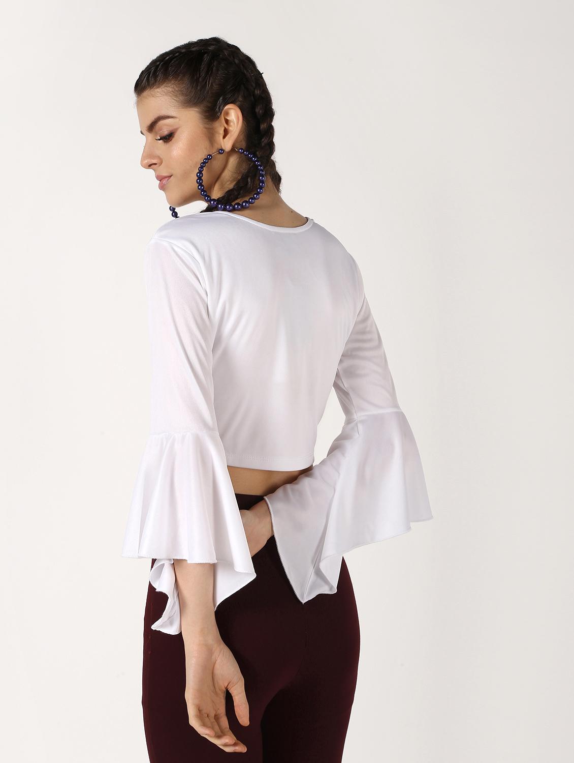 floral patch bell sleeved top - 16592535 - Zoom Image - 3