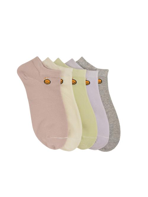 set of 5 women's low ankle cotton socks - 16592615 - Very Small Image - 1