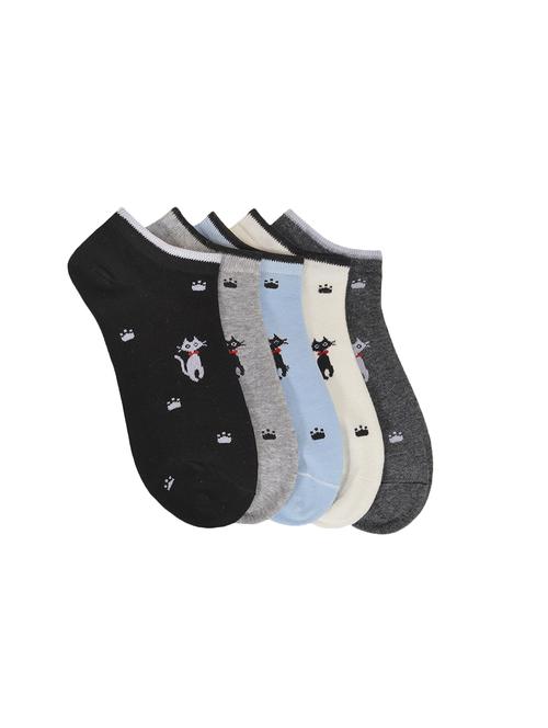 set of 5 women's low ankle cotton socks - 16592616 - Very Small Image - 1