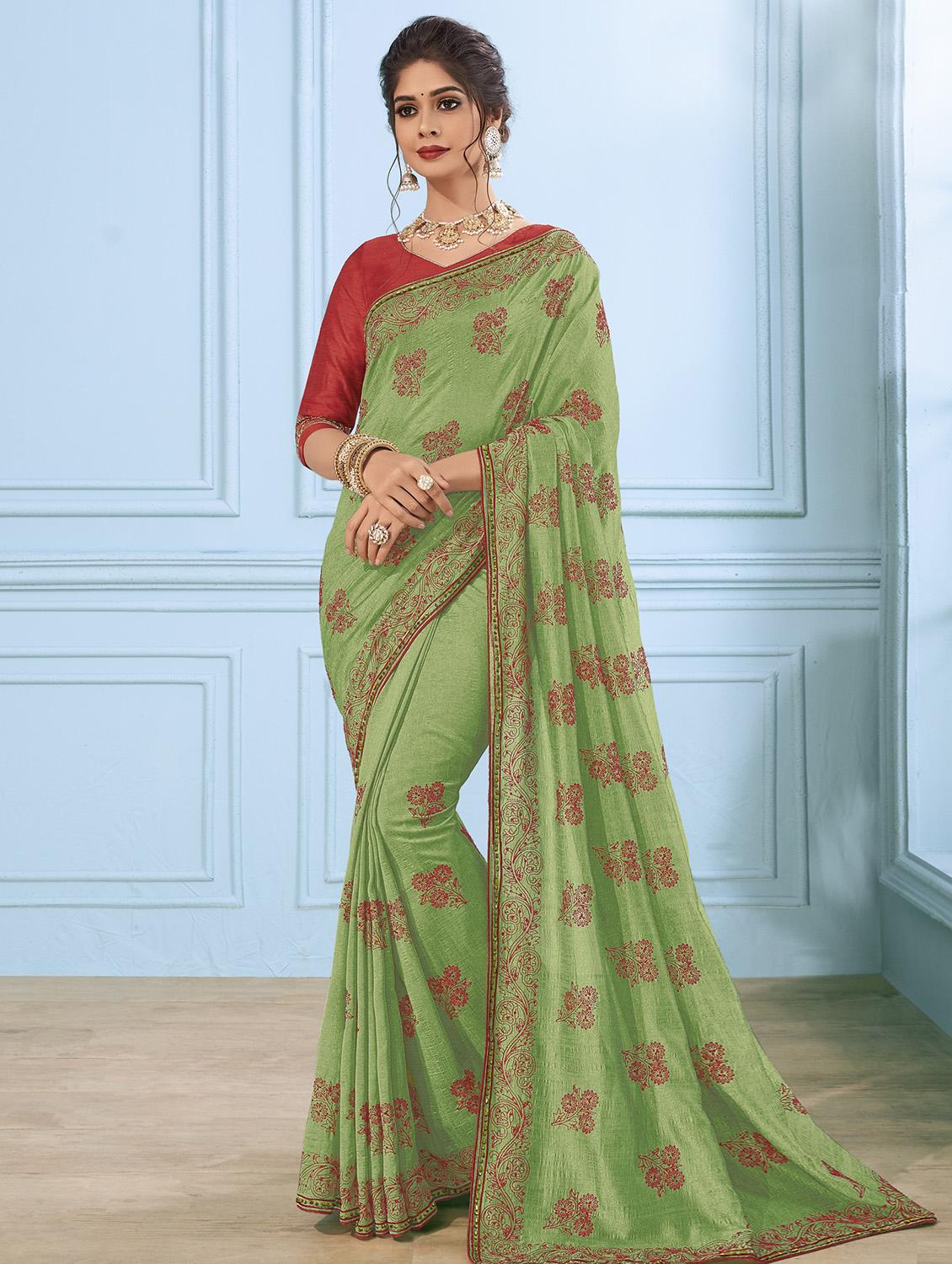 floral woven saree with blouse - 16592696 - Zoom Image - 1