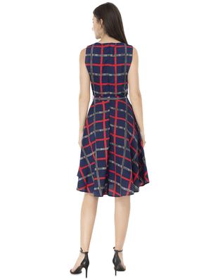 tie front checkered fit & flare dress - 16593622 - Standard Image - 3