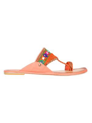 orange one toe kolhapuris - 16593637 - Standard Image - 2