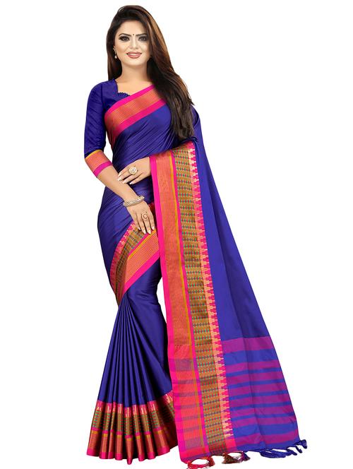 bordered kanjivaram saree with blouse - 16593647 - Standard Image - 1